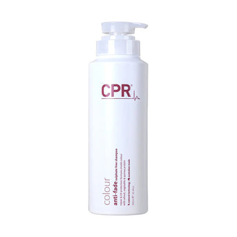 CPR bottle of colour anti-fade sulfate free shampoo on a white background