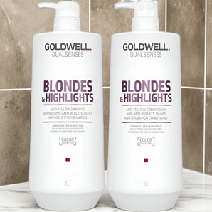 Goldwell Blondes & Highlights Anti Yellow Brassiness Shampoo & Conditioner 1lt Duo - On Line Hair Depot