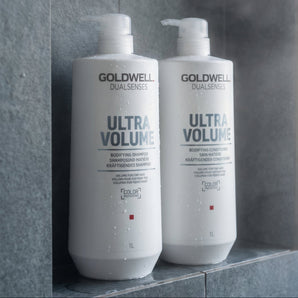 Goldwell Dualsenses Ultra Volume Bodifying Shampoo and Conditioner 1L Duo
Transform flat, lifeless hair into full, touchable tresses with this professional-grade duo from Goldwell's Dualsenses Ultra Volume range. Powered by hydrolysed rice proteins and the brand's FadeStop Formula, this 1-litre shampoo and conditioner set delivers lasting volume and colour protection in every wash.