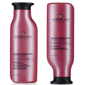 Pureology Smooth Perfection 250ml Duo lessens frizz in textured & straight hair - On Line Hair Depot