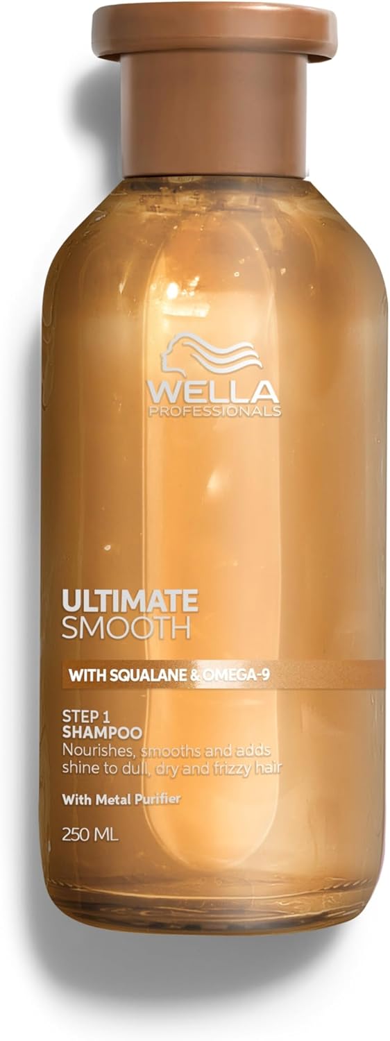 Wella Professionals Ultimate Smooth Shampoo 250ml

Experience salon-grade smoothing with every wash. Formulated with patented Metal Purifier technology, Squalane, and Omega-9, this sulphate-free shampoo gently cleanses while deeply nourishing hair from the inside out — leaving it visibly smoother, shinier, and frizz-free for up to 96 hours.