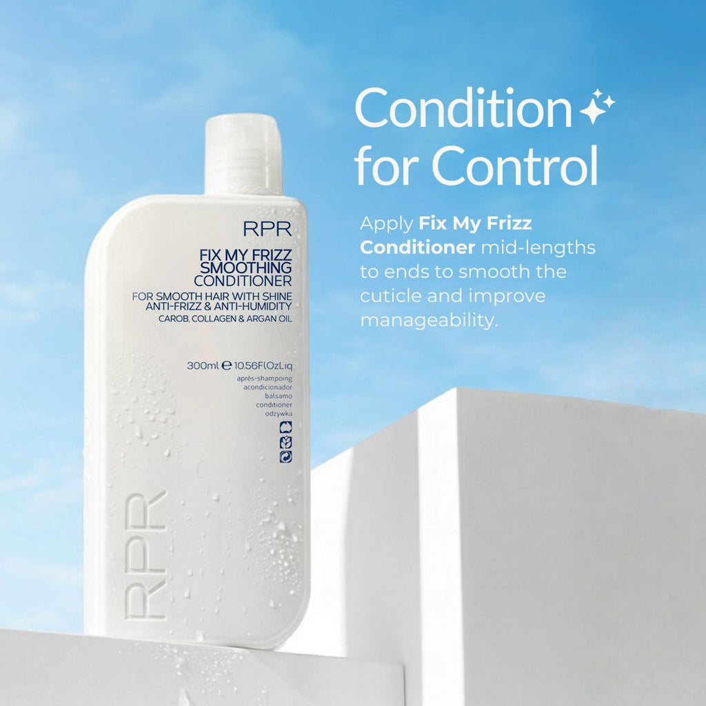 RPR Fix My Frizz Smoothing Conditioner is your secret weapon against frizz and humidity. This luxurious, nourishing formula transforms coarse, frizzy hair into silky-smooth, glossy locks that stay sleek all day, no matter the weather.