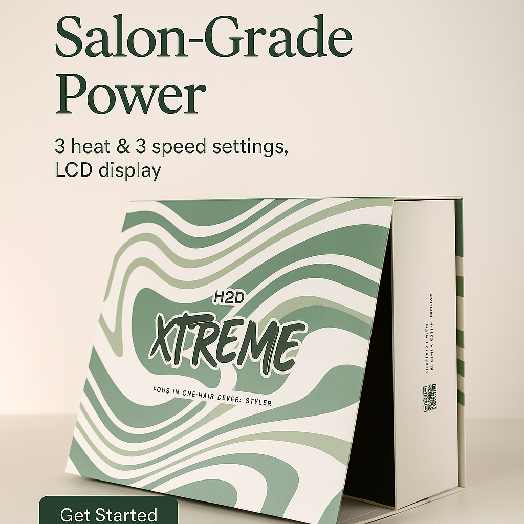 H2D Xtreme Hairdryer Four In One Hair Dryer & Styler in Black