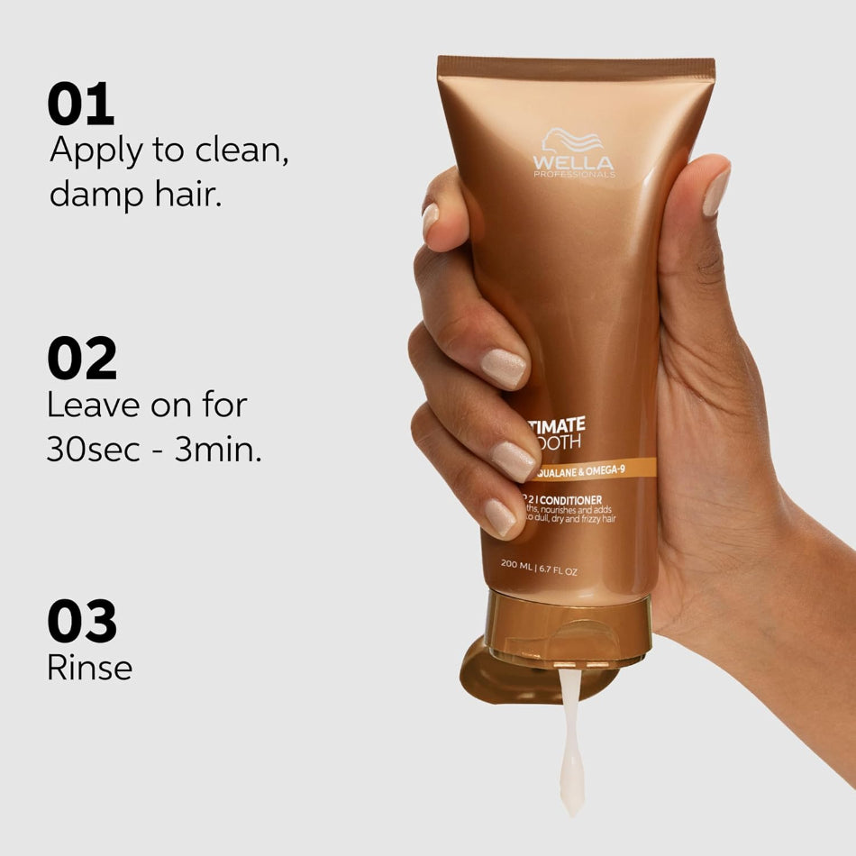 The Wella Professionals Ultimate Smooth Conditioner is powered by a patented Squalane &amp; Omega-9 technology that works from the inside out — deeply replenishing moisture, recreating a protective barrier, and delivering lasting smoothness with every use.
