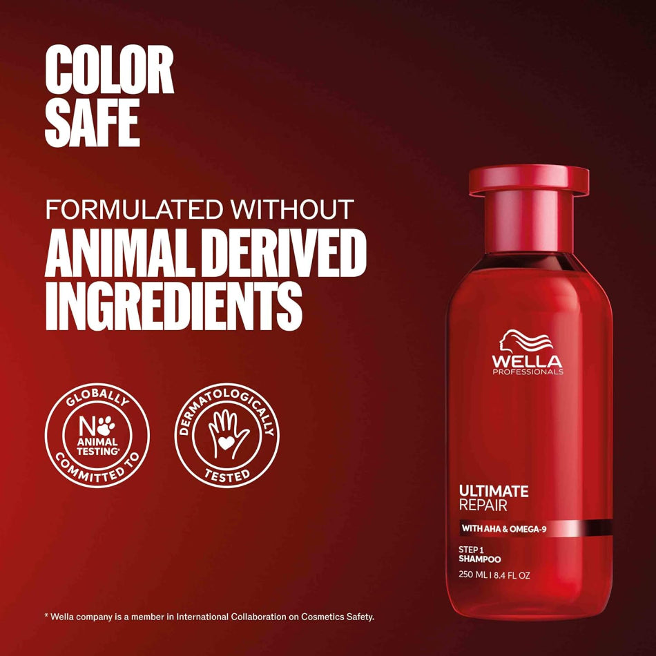 Wella Professionals Ultimate Repair Shampoo is a lightweight cream shampoo with a rich, foaming texture that gently yet thoroughly cleanses while actively repairing damage from the inside out. Powered by patented AHA and Omega-9 technology, it detoxifies hair from metals, rebuilds strength, and leaves every strand looking healthier, shinier, and smoother.