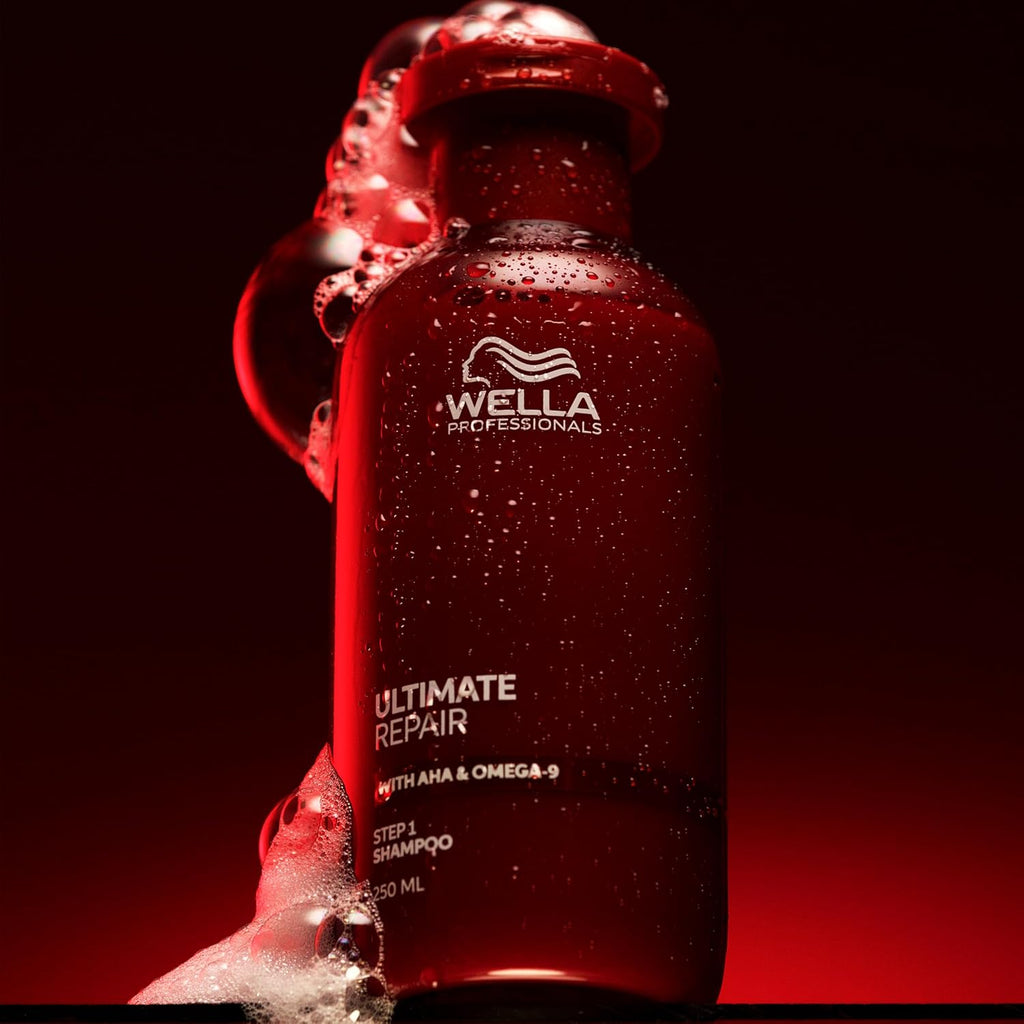 Wella Professionals Ultimate Repair Shampoo is a lightweight cream shampoo with a rich, foaming texture that gently yet thoroughly cleanses while actively repairing damage from the inside out. Powered by patented AHA and Omega-9 technology, it detoxifies hair from metals, rebuilds strength, and leaves every strand looking healthier, shinier, and smoother.