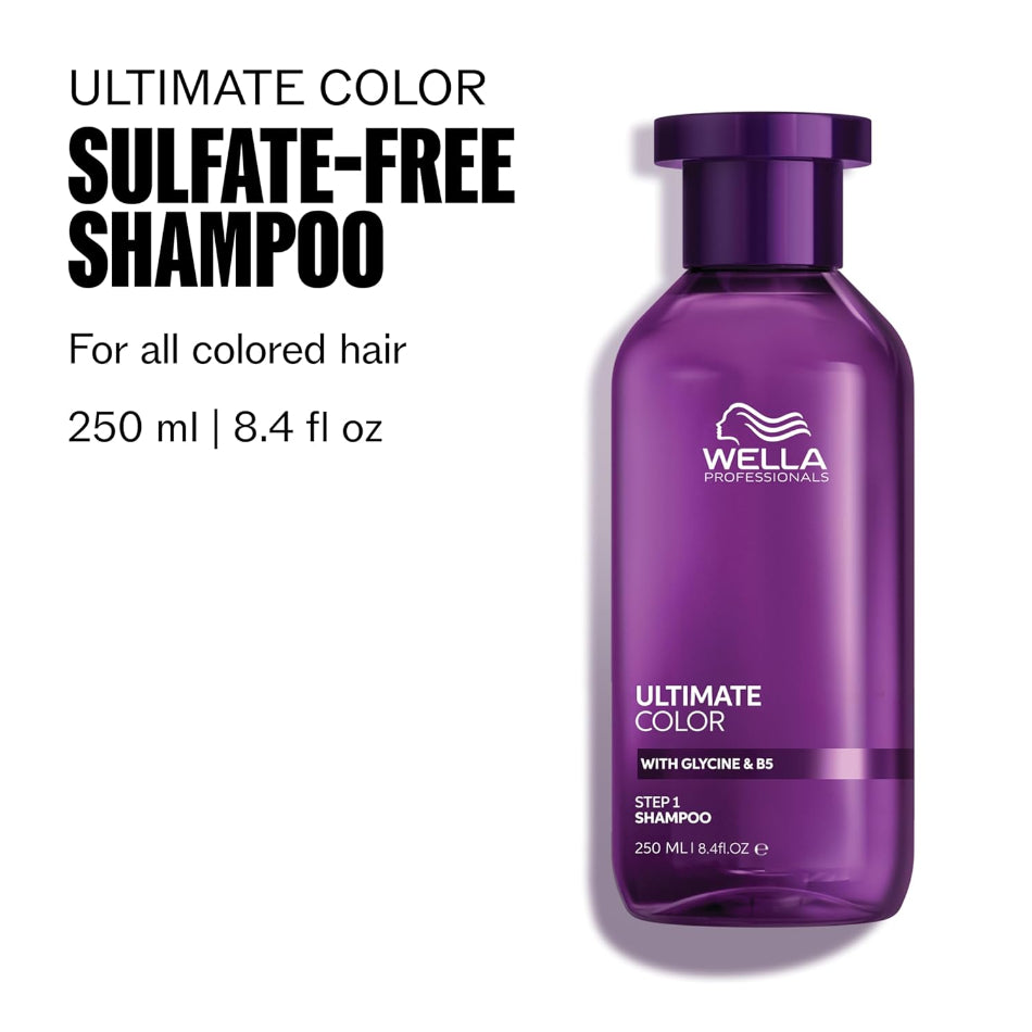 Wella Ultimate Color Sulfate-Free Shampoo
Soothes the scalp while gently cleansing to minimize colour fade, moisturises and detoxes hair from colour-distorting metals.