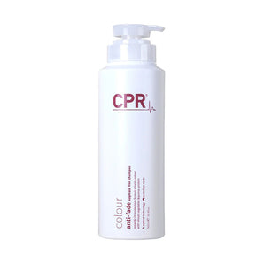 CPR bottle of colour anti-fade sulfate free shampoo on a white background