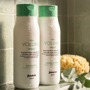 Juuce Full Volume Shampoo and Conditioner Duo 300ml

Give fine, flat hair the lift it deserves. The Juuce Full Volume Duo is a salon-grade shampoo and conditioner set specifically formulated to thicken, strengthen, and revitalise fine hair — leaving it visibly fuller, bouncier, and healthier with every wash.