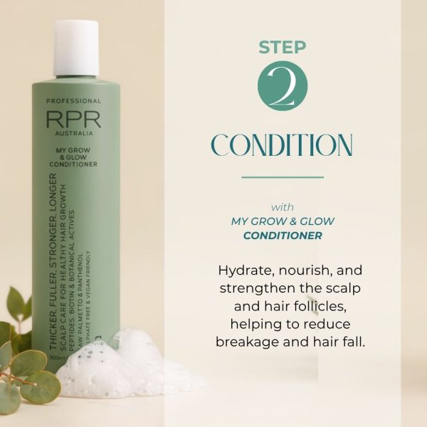 Give thinning, fragile hair the nourishment it needs to grow stronger. RPR Professional My Grow and Glow Conditioner is an advanced, salon-grade formula that restructures the hair follicle from root to tip