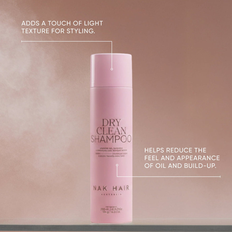 Nak Dry Clean Shampoo 200ml is a professional-grade, water-free dry shampoo that refreshes your hair and scalp without a drop of water. Formulated to absorb excess oil and residue, it restores a clean, weightless feel while adding texture and styling control — so your blowdry lasts longer.