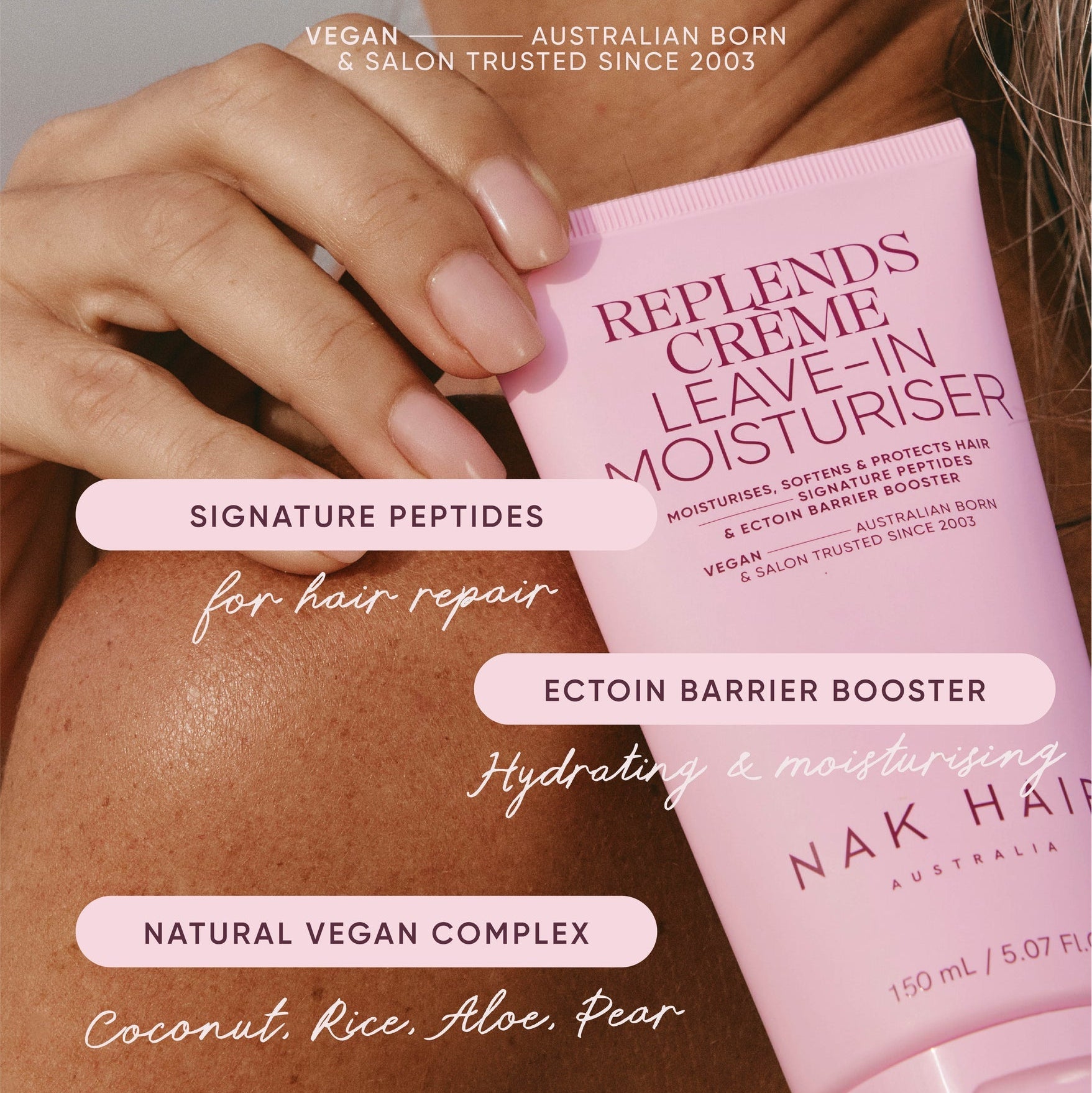 Nak Replends Creme Ingredients Benefits Leave In Moisturiser Infuses hair with moisture while detangling to smooth hair and reduce daily damage caused by styling
Shields your hair from daily stress, improving overall hair condition for enhanced shine and health
