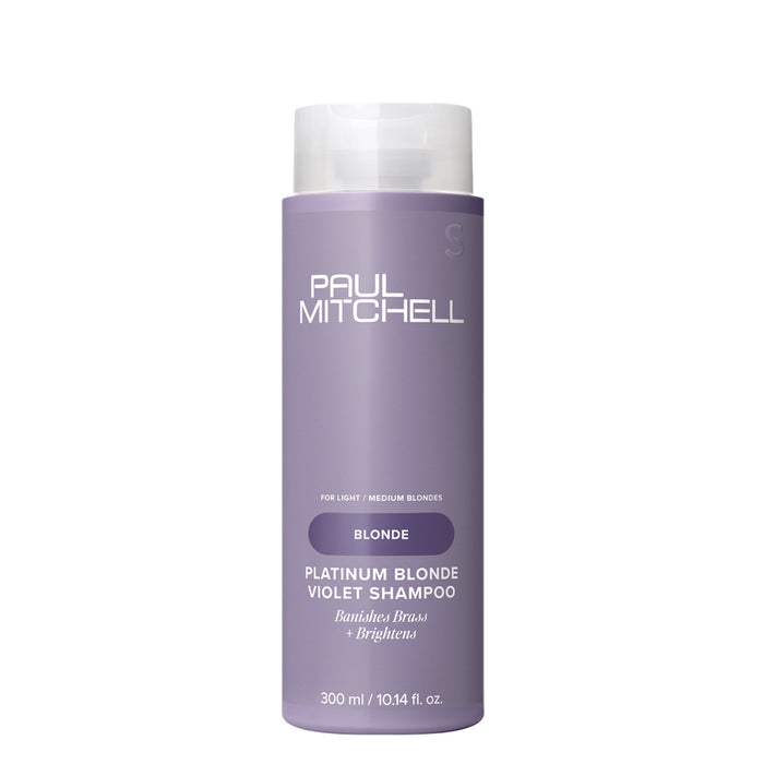 Maintain bright, vibrant hair with Paul Mitchell Platinum Blonde Violet Shampoo, the professional purple shampoo that neutralises unwanted brassy tones in light to medium blonde, silver, grey, or white hair. Infused with a violet tint, this gentle shampoo eliminates brassiness while hydrating and softening strands for smooth, luminous hair.
