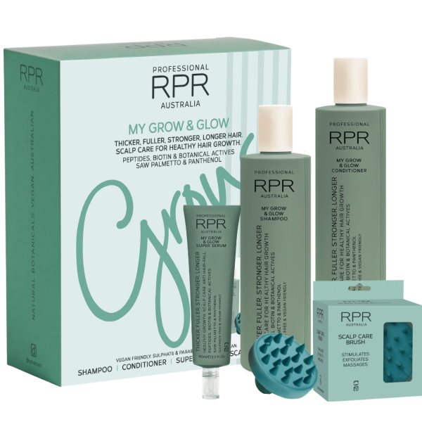 RPR Professional My Grow and Glow Range
Thicker, fuller, stronger, longer hair starts at the scalp. RPR Professional My Grow and Glow Shampoo is an advanced, salon-grade formula designed for thinning, fragile, or growth-challenged hair. 