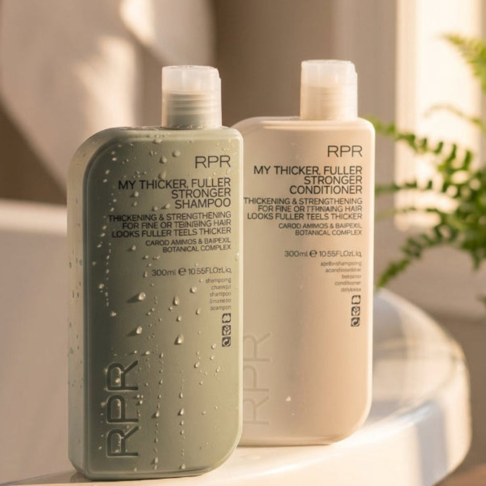 RPR My Thicker Fuller Stronger Duo combines both the shampoo and conditioner in convenient 300ml bottles, giving you everything you need to build volume, strength, and fullness. Save money while achieving professional results with this clinically proven system.