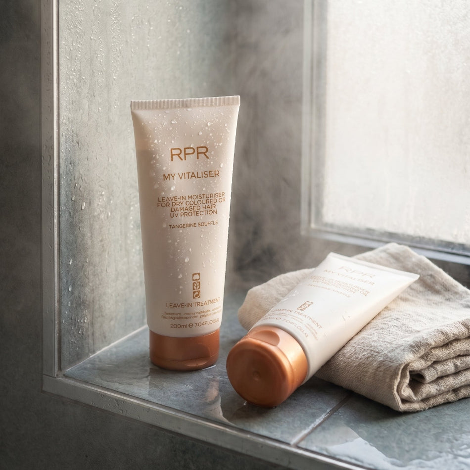 Revitalize dull, damaged hair with intense hydration that lasts all day. This Australian-made RPR My Vitaliser leave-in moisturiser duo delivers salon-professional nourishment with vitamins, proteins, and tangerine extracts to restore your hair's natural health, shine, and vitality without rinsing out.