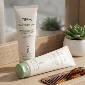 RPR Smooth My Ends Seal and protect split ends while minimizing frizz for a glossy, polished finish. This Australian-made leave-in treatment duo is specifically formulated to target damaged ends, using Aloe Vera, Green Tea, Lime, and Keratrix to nourish, smooth, and prevent further splitting.