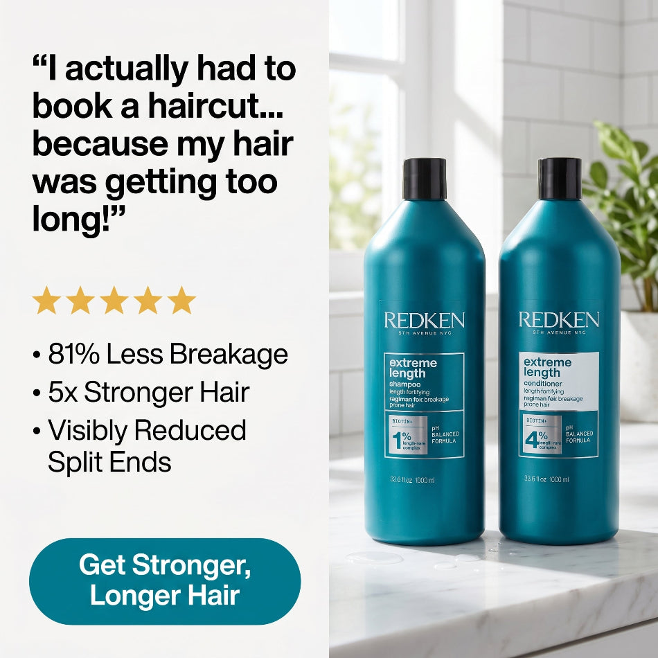 The Redken Extreme Length 1L Shampoo &amp; Conditioner Duo is a professional-grade, biotin-infused system engineered to help you reach your maximum hair length potential. Used consistently, this duo can support up to 6 inches of growth in a year.