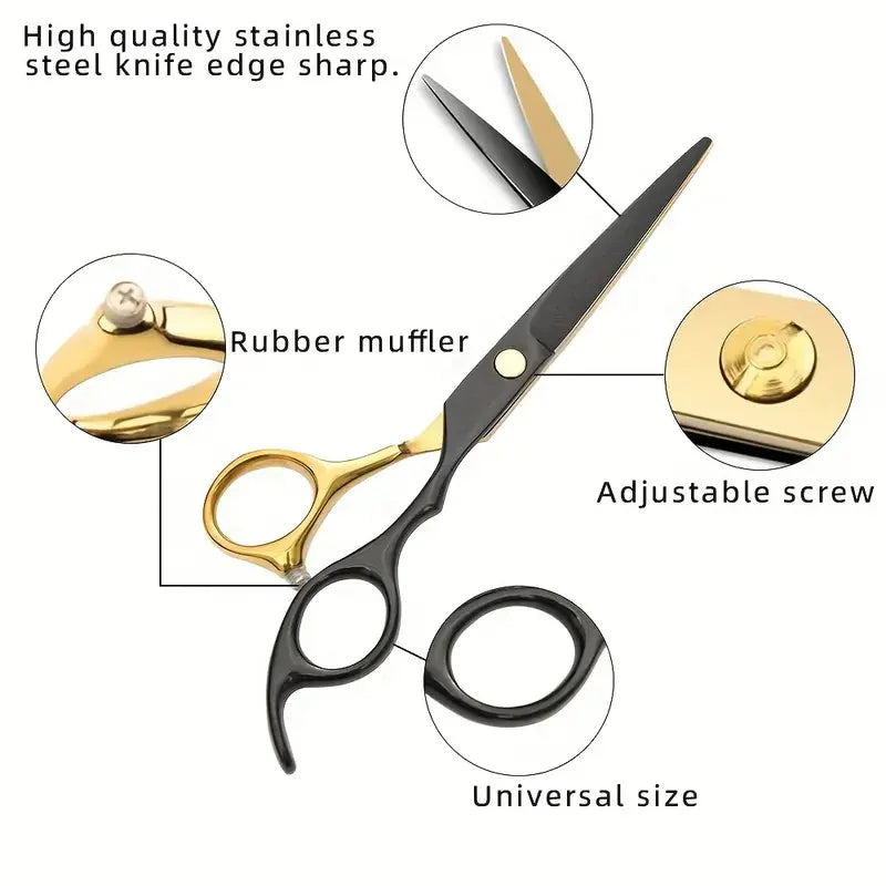 2pcs/ Hairdressing scissors Set - Hairdressing scissors, flat bangs, thin and broken hair, tooth clippers, hairstyle accessories - On Line Hair Depot