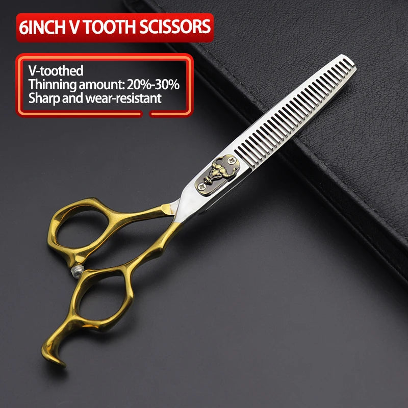 Hairdressing Scissors 6 Inch Hairdresser's Scissors Professional Barber Set Haircuts Pair Of Scissors Hair Scissors Custom Logo - On Line Hair Depot