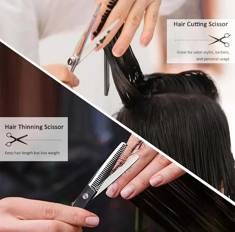 Hairdressing Scissors Stainless Steel Professional Hairdressing Scissors Cutting Thinning Scissors Barber Shear Home Salon - On Line Hair Depot