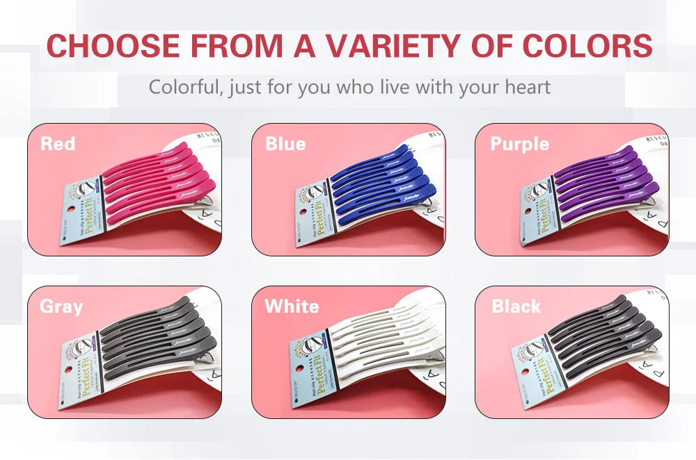 6PCS Hairdressing Professional Salon Hair Extension Clips Hairdressers Non-marking Hair Clips Hairdressers Styling Accessories - On Line Hair Depot