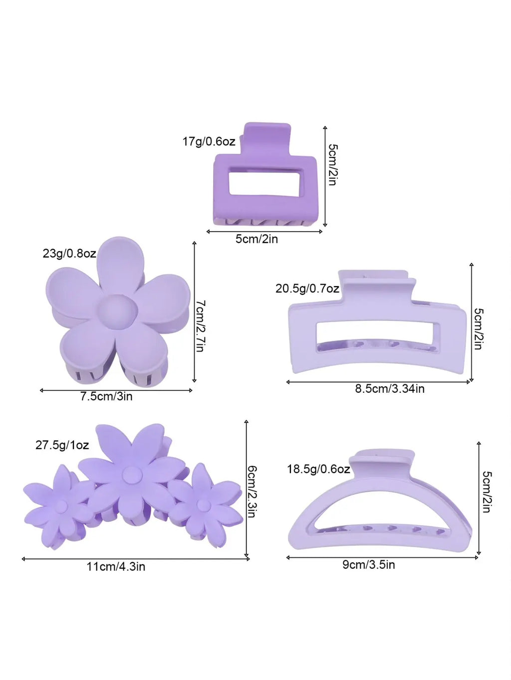 5 Pcs Mixed Colors And Shapes Big Hair Claw Clips for Women Girls Thin Thick Curly Hair, Strong Hold Jaw Clips. - On Line Hair Depot