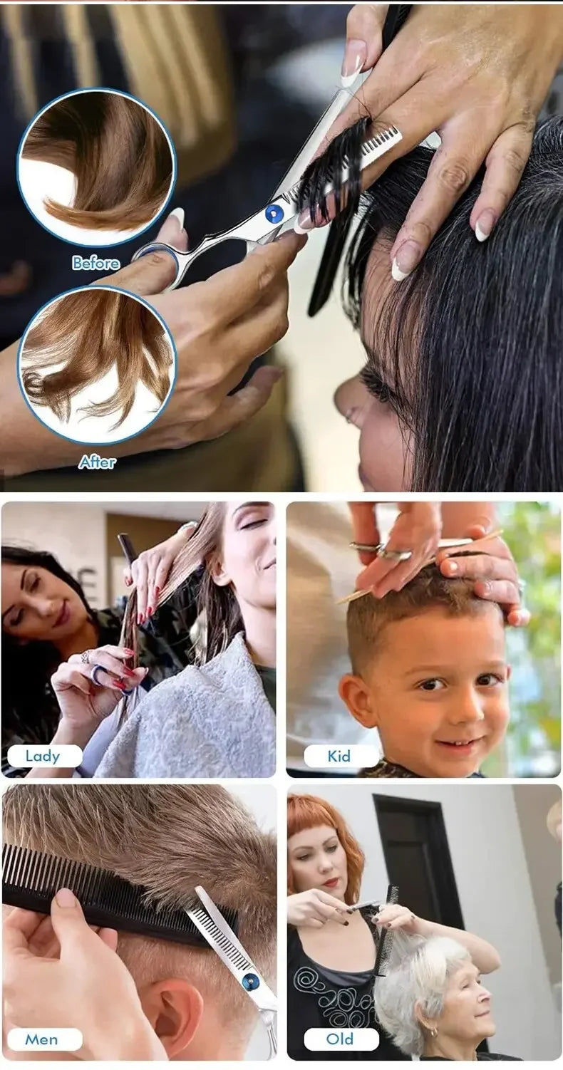 Hairdressing Scissors Stainless Steel Professional Hairdressing Scissors Cutting Thinning Scissors Barber Shear Home Salon - On Line Hair Depot