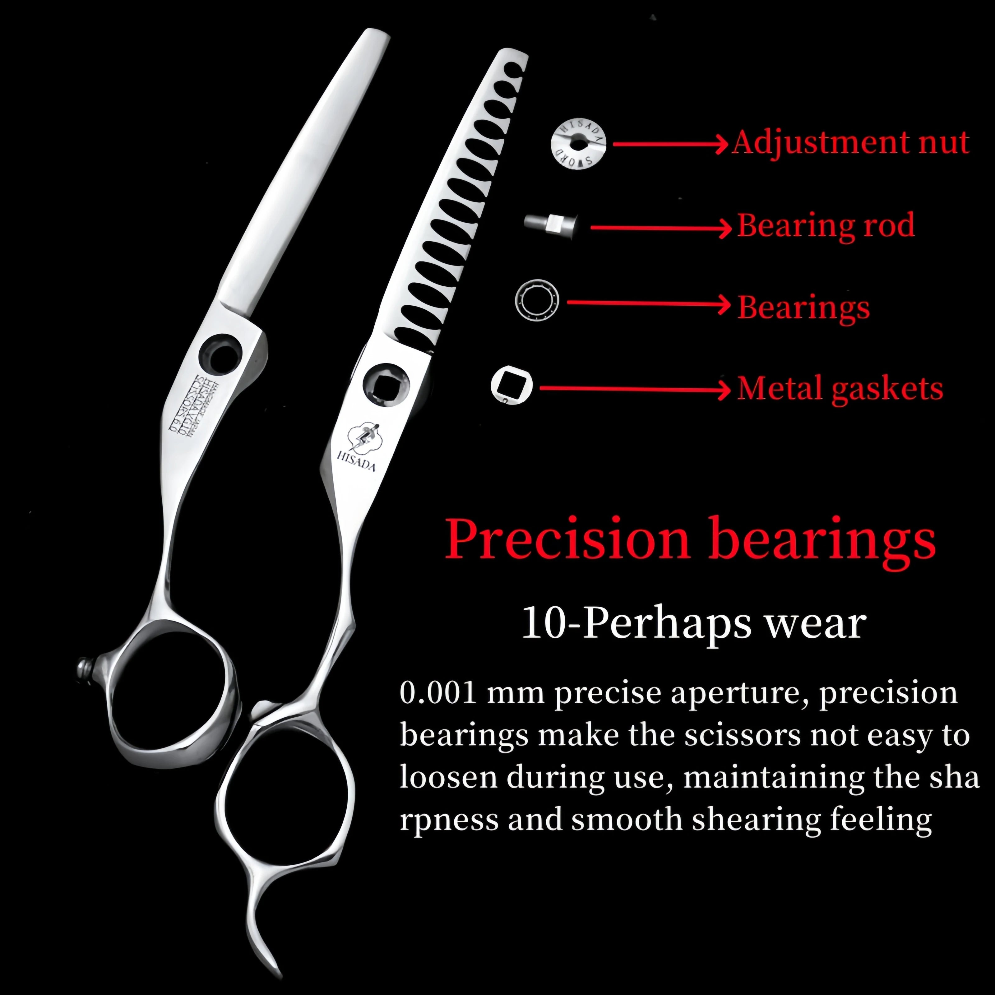 HISADA Hairdressing scissors	barber Scissors professional hairdressing scissors %10-15-40-45% Inch scissors VG10 material - On Line Hair Depot