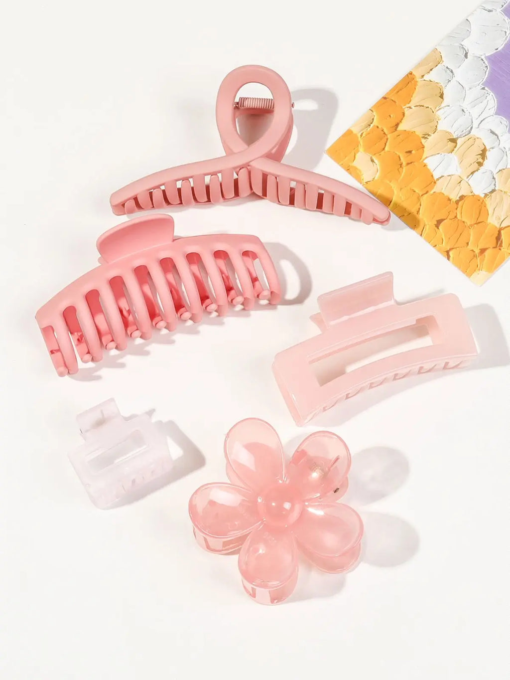 5 Pcs Mixed Colors And Shapes Big Hair Claw Clips for Women Girls Thin Thick Curly Hair, Strong Hold Jaw Clips. - On Line Hair Depot