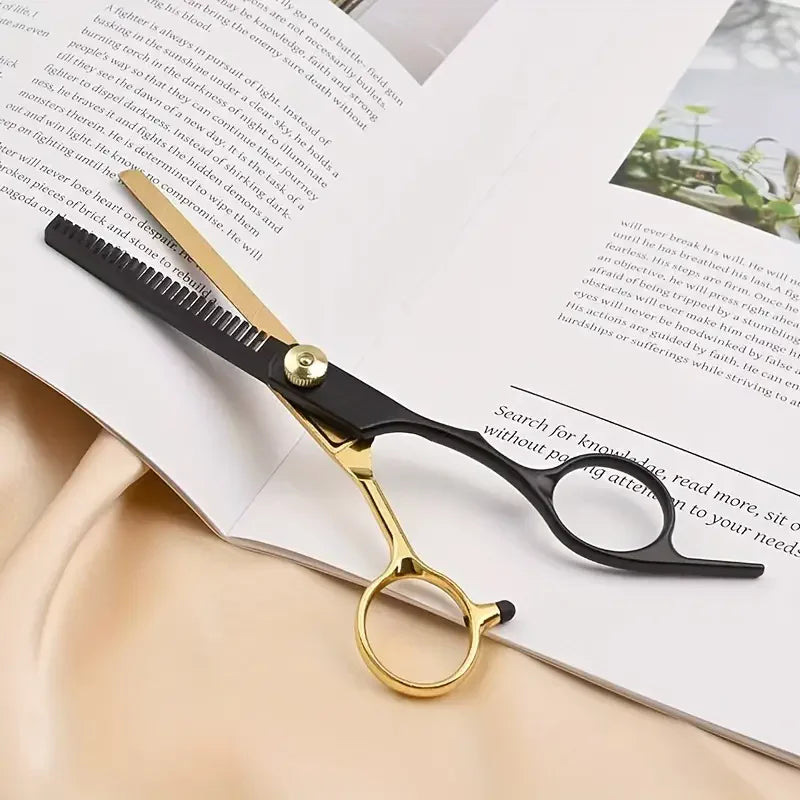 2pcs/ Hairdressing scissors Set - Hairdressing scissors, flat bangs, thin and broken hair, tooth clippers, hairstyle accessories - On Line Hair Depot
