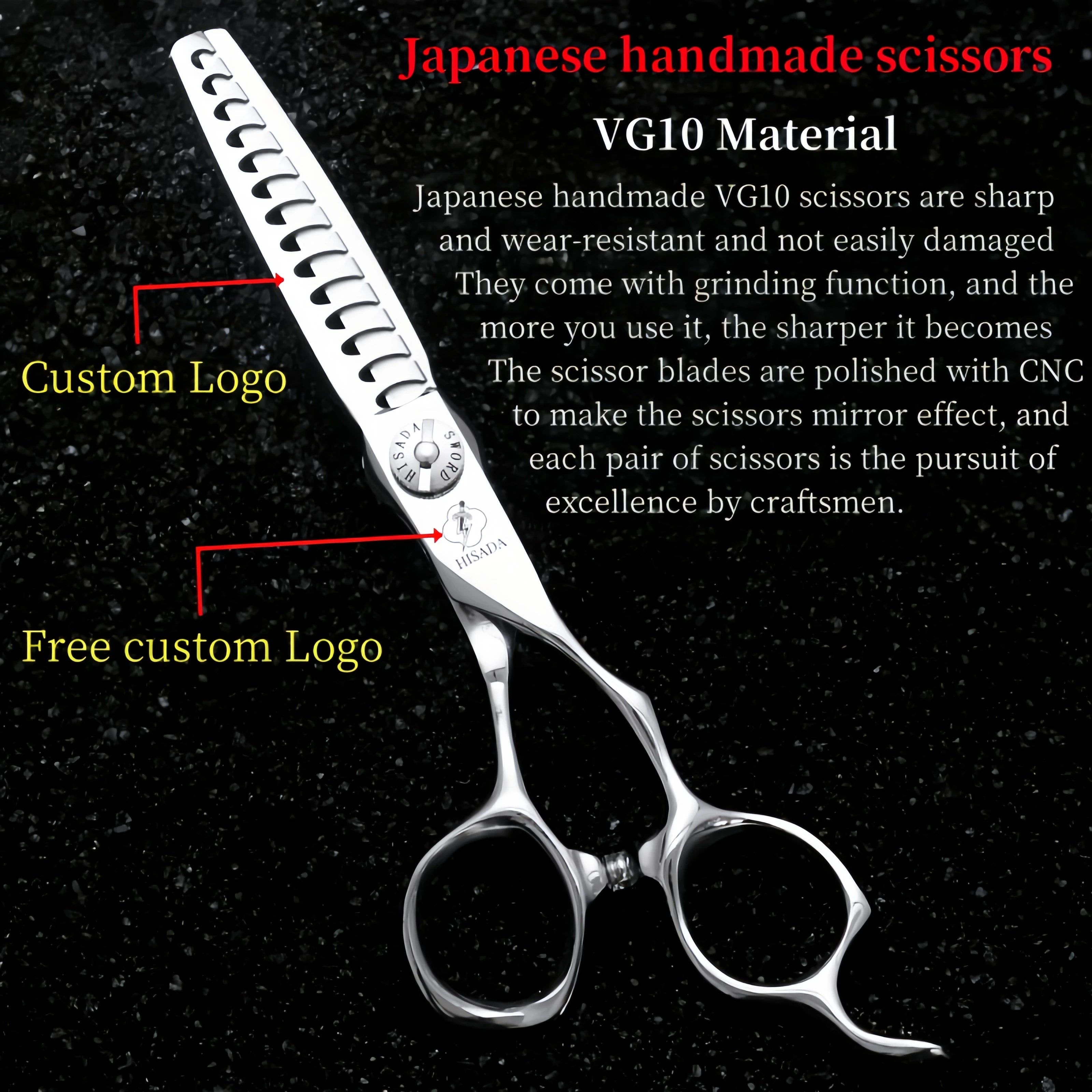 HISADA Hairdressing scissors	barber Scissors professional hairdressing scissors %10-15-40-45% Inch scissors VG10 material - On Line Hair Depot