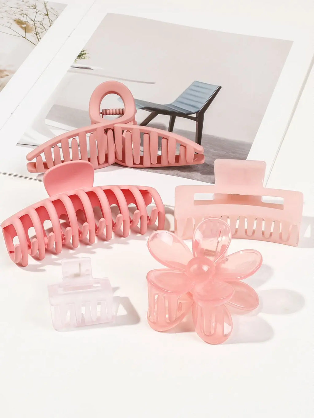 5 Pcs Mixed Colors And Shapes Big Hair Claw Clips for Women Girls Thin Thick Curly Hair, Strong Hold Jaw Clips. - On Line Hair Depot