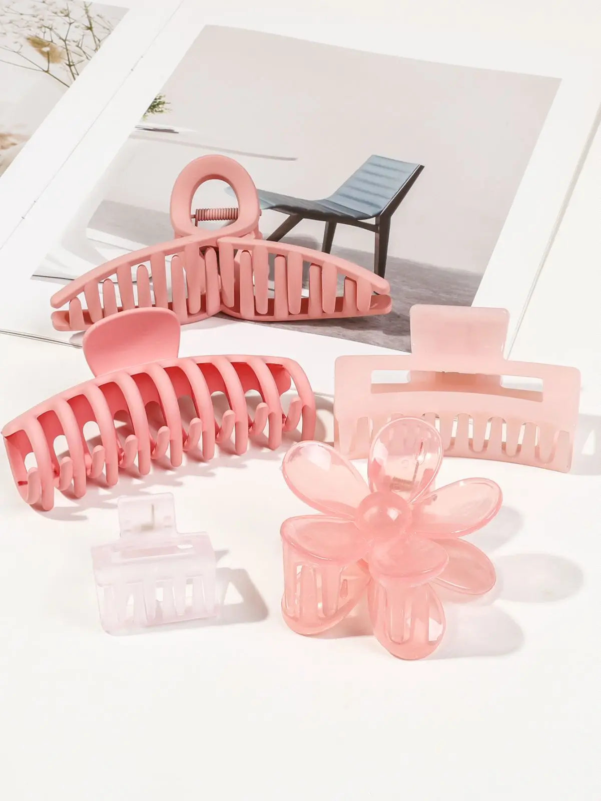 5 Pcs Mixed Colors And Shapes Big Hair Claw Clips for Women Girls Thin Thick Curly Hair, Strong Hold Jaw Clips. - On Line Hair Depot