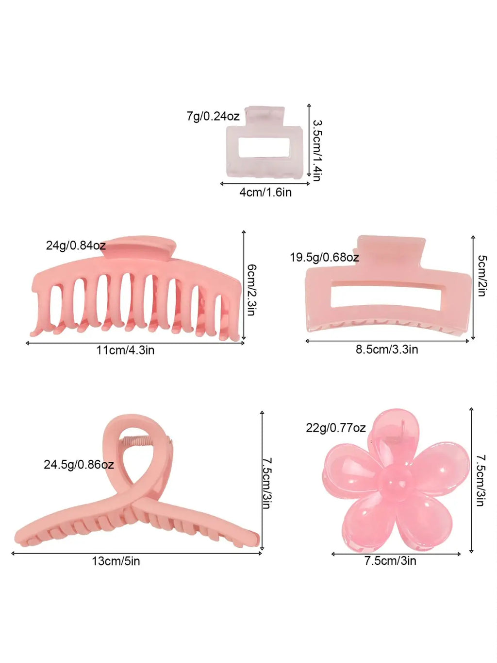 5 Pcs Mixed Colors And Shapes Big Hair Claw Clips for Women Girls Thin Thick Curly Hair, Strong Hold Jaw Clips. - On Line Hair Depot