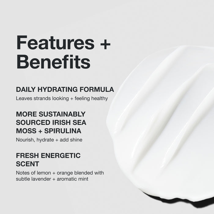 Paul Mitchell Sheer Hydration Conditioner. Made with more sustainably sourced Irish sea moss and spirulina, it deeply hydrates and helps bring dry strands back to life—adding shine and helping protect against damage. This moisturising conditioner leaves your hair feeling soft, healthy, and refreshed.