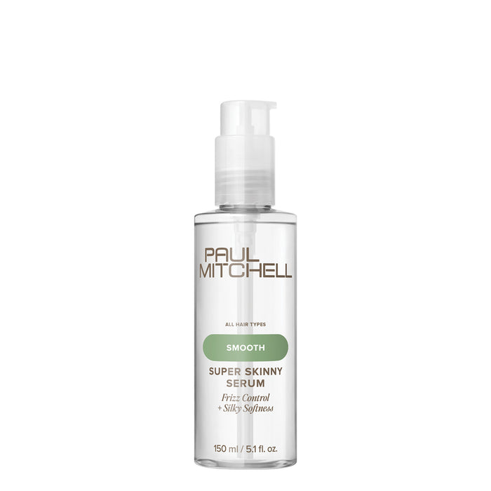 Cut down your blow-dry time and achieve silky, smooth hair with the Paul Mitchell Super Skinny Serum. This best-selling hair serum is a must-have styling essential, offering up to 232°C (450°F) heat protection while reducing drying time for faster, sleeker results. The humidity-resistant formula tames frizz, smooths the cuticle, and leaves hair with long-lasting shine that holds up in any weather. Lightweight silicones absorb quickly without weighing hair down, making it ideal for creating a polished, frizz