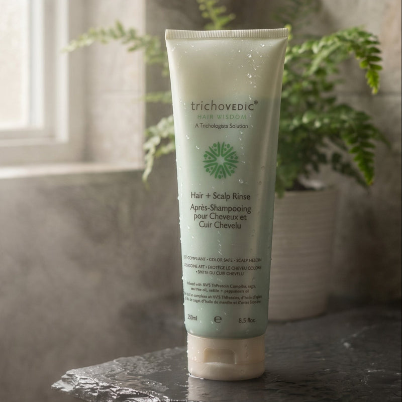Trichovedic Hair+Scalp Rinse Conditioner 250ml

A lightweight, instant-conditioning rinse designed for keratin-treated, colour-treated, and scalp-sensitive hair. Detangles, conditions, and eliminates flyaway while leaving the scalp in an aseptic condition and stimulating healthy blood flow. Sulphate, sodium chloride, and paraben free. pH 3.5–4.