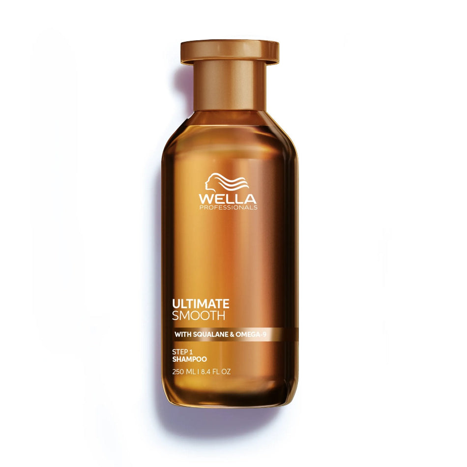 Wella Professionals Ultimate Smooth Shampoo 250ml

Experience salon-grade smoothing with every wash. Formulated with patented Metal Purifier technology, Squalane, and Omega-9, this sulphate-free shampoo gently cleanses while deeply nourishing hair from the inside out — leaving it visibly smoother, shinier, and frizz-free for up to 96 hours.