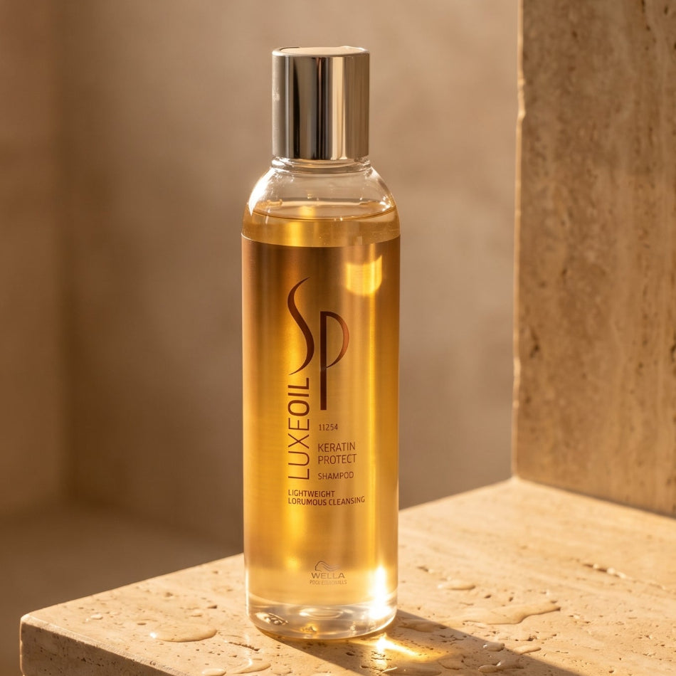 Wella System Professional LuxeOil Keratin Protect Shampoo is a feather-light, sulphate-gentle shampoo that nourishes and protects hair without weighing it down. Enriched with a trio of precious oils — Argan, Jojoba, and Almond — it delivers a luxurious lather and keratin protection with every wash, making it the ideal daily shampoo for all hair types, including fine and fragile hair.