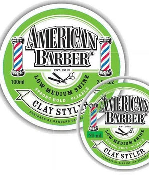 American Barber Clay Styler 1 x 100ml & 1 x 50ml Duo Mens Styling Medium Hold American Barber - On Line Hair Depot