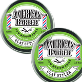 American Barber Clay Styler 100ml Duo Pack Mens Styling Medium Hold (2 x 100ml) American Barber - On Line Hair Depot