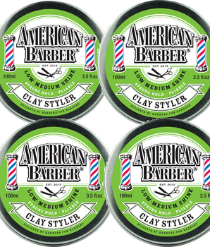 American Barber Clay Styler 100ml Quad Pack Mens Styling Medium Hold (4 x 100ml) American Barber - On Line Hair Depot
