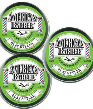 American Barber Clay Styler 100ml trio Pack Mens Styling Medium Hold (3 x 100ml) American Barber - On Line Hair Depot