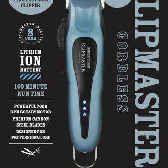 American Barber Clipmaster Cordless Clipper professional hairdresser Clippers Steel Blue American Barber - On Line Hair Depot