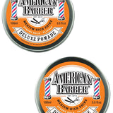 American Barber Deluxe Pomade 100ml Duo Pack Mens Styling High Shine (2x100ml) American Barber - On Line Hair Depot