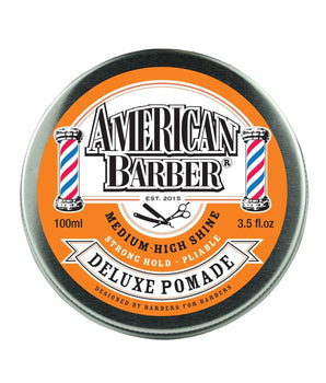 American Barber Deluxe Pomade 100ml Pack Mens Styling High Shine (1x100ml) American Barber - On Line Hair Depot