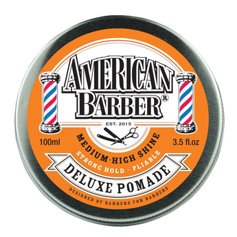 American Barber Deluxe Pomade 100ml Pack Mens Styling High Shine (1x100ml) American Barber - On Line Hair Depot