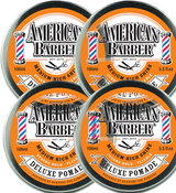 American Barber Deluxe Pomade 100ml quad Pack Mens Styling High Shine (4x100ml) American Barber - On Line Hair Depot