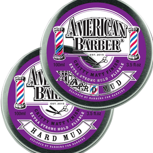 American Barber Hard Mud Wax 100ml Duo Pack ( 2 x 100ml ) American Barber - On Line Hair Depot